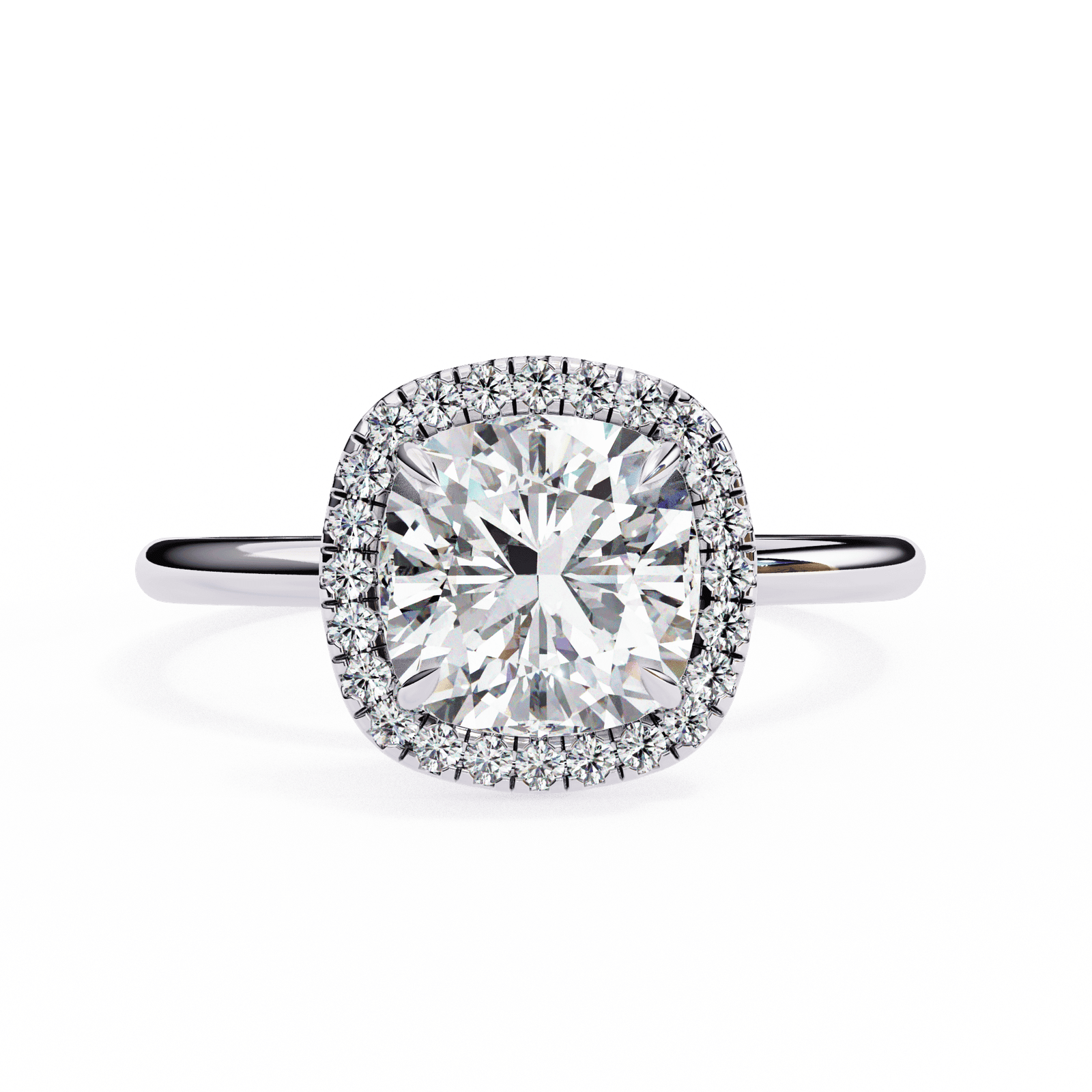 Cushion-Cut Diamond Halo Engagement Ring